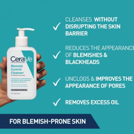 CeraVe Blemish Control Face Cleanser with 2% Salicylic Acid Niacinamide for Blemish-Prone Skin - Image 2