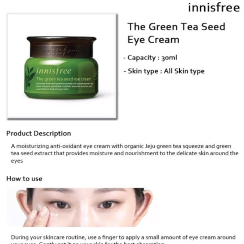 Innisfree Green Tea Seed Eye Cream 30ml - Image 2