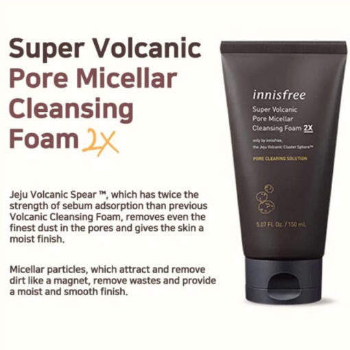 Innisfree Super Volcanic Pore Micellar Cleansing Foam 2X 150g - Image 3