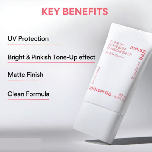 Innisfree Tone-Up No Sebum Sunscreen 60ml - Image 2