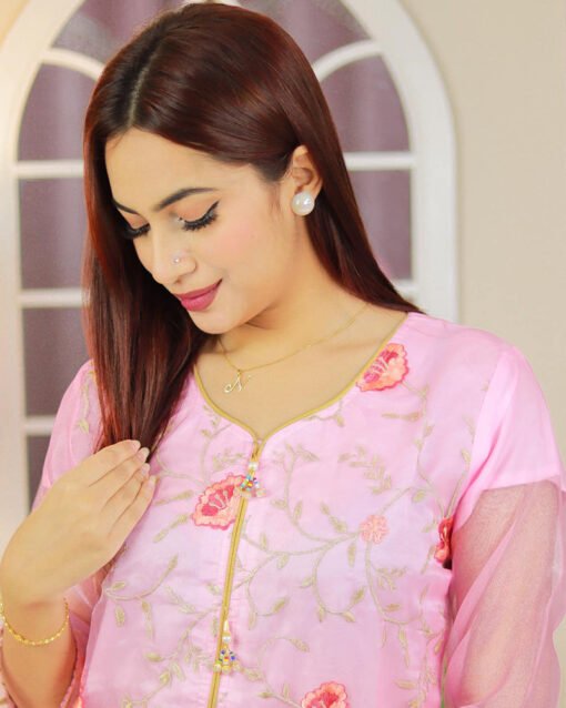 Adans Libas Oranza Embroidery Kurti - Pink - Image 6